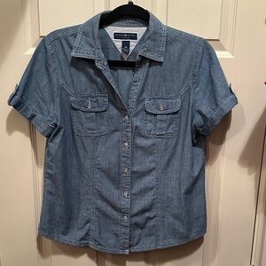 Karen Scott Denim Short Sleeve Shirt